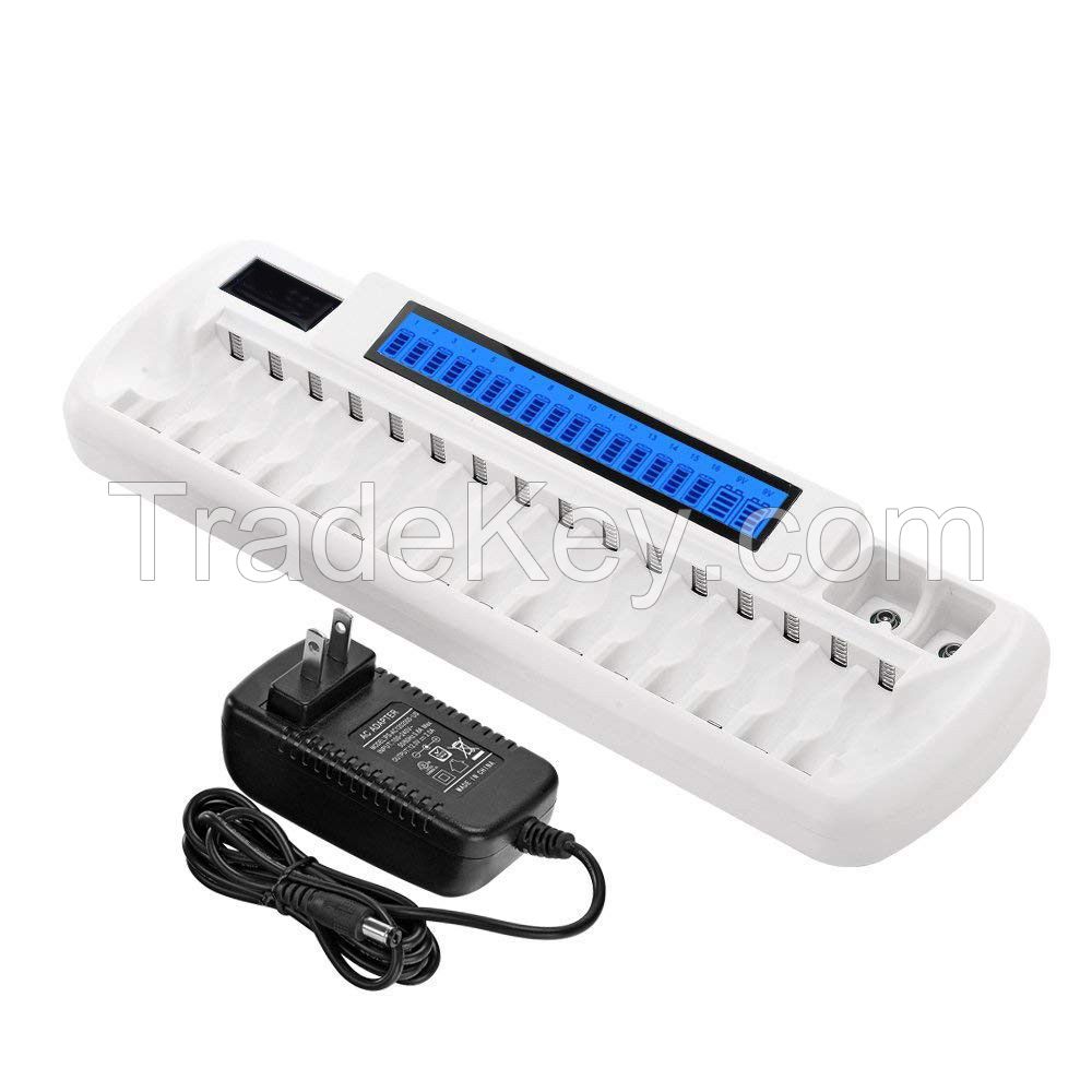 Battery Charger 16 Slots LCD display Intelligent Charger For 1.2V AA AAA NI-MH NI-CD Rechargeable Batteries