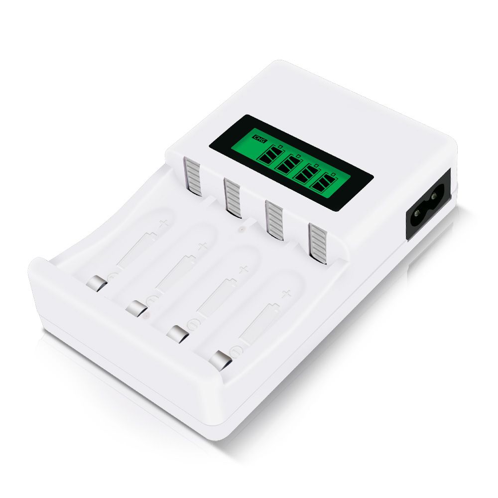 4 Slots LCD Display Smart Battery Charger US/EU Plug Power Adapter For AA/AAA Ni-Cd Ni-Mh Rechargeable Batteries