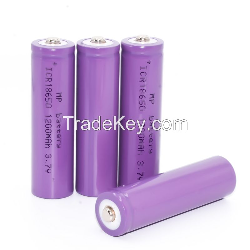 High Quality Flat Top ICR 18650 battery rechargeable li-ion battery 3.7v 18650 1200mAh for mini fan Hot sale products