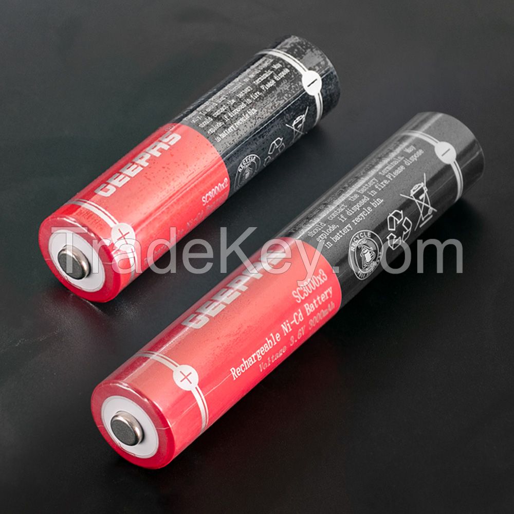 GEEPAS 2.4V/3.6V SC 3000mAh Ni-CD Rechargeable Battery Pack For Flashlight