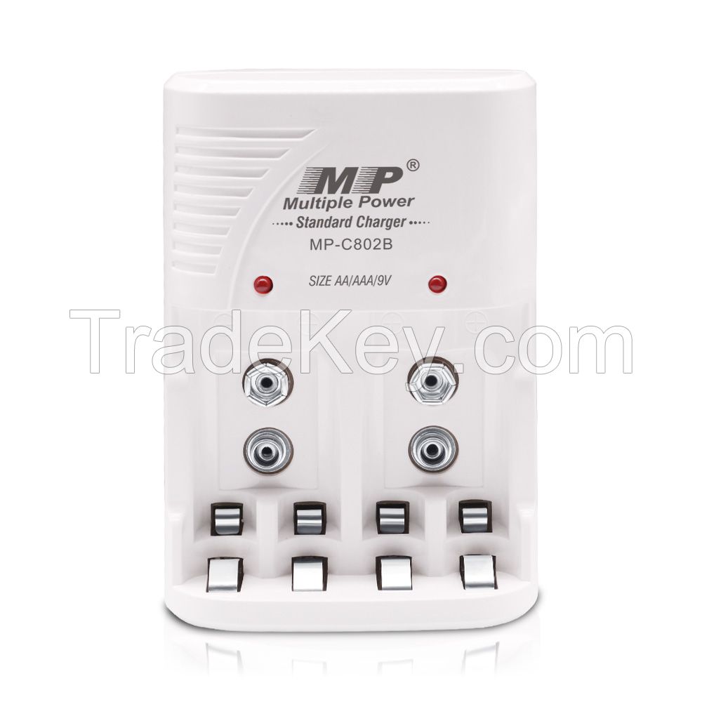 MP 4-Slot Battery Charger for 1.2V AA/AAA 9V Ni-MH/Ni-Cd Rechargeable Batteries EU US UK Wall Charger Quick Charging Durable