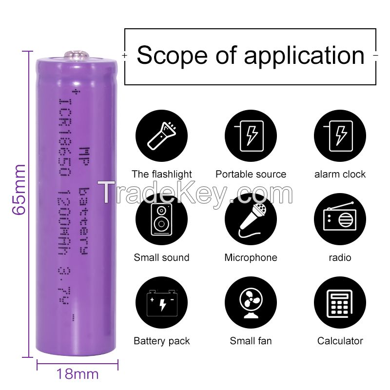 High Quality Flat Top ICR 18650 battery rechargeable li-ion battery 3.7v 18650 1200mAh for mini fan Hot sale products