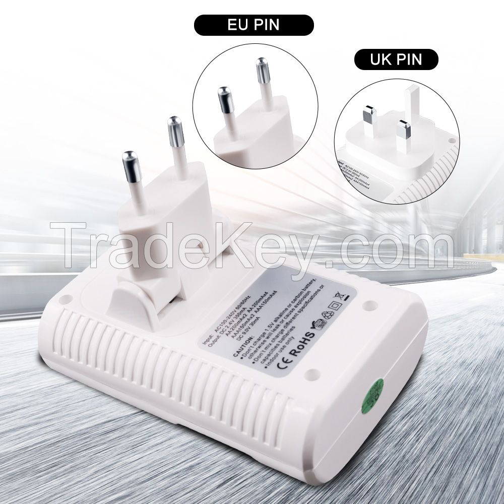 MP 4-Slot Battery Charger for 1.2V AA/AAA 9V Ni-MH/Ni-Cd Rechargeable Batteries EU US UK Wall Charger Quick Charging Durable