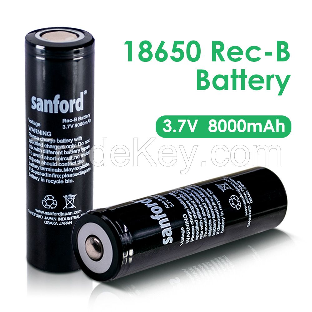 Sanford New 18650 Battery High Quality 8000mAh 3.7V 18650 Lithium ion Battery Rechargeable Battery for Flashlight