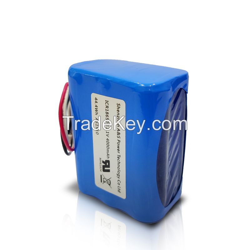 Lithium ion Battery Pack 11.1V 4000mAh 18650 UL UN38.3 CE Certificate