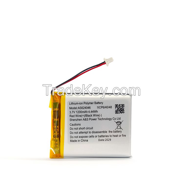 UL/CB/CE/UN38.3 Certified Rechargeable Lipo batteries 3.7V 1200mAh AS624046 Lithium Polymer battery