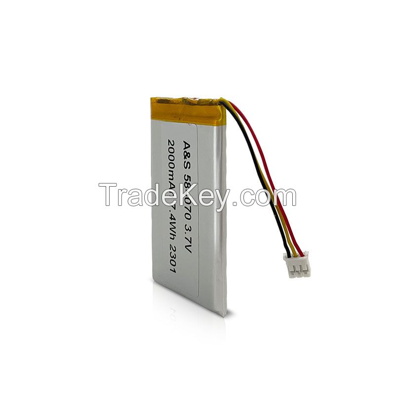 15 Years China Factory UL2054/CB/KC/CE Certified 3.7V 2000mAh lithium polymer battery AS584070