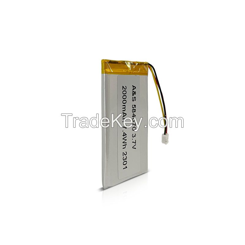 15 Years China Factory UL2054/CB/KC/CE Certified 3.7V 2000mAh lithium polymer battery AS584070