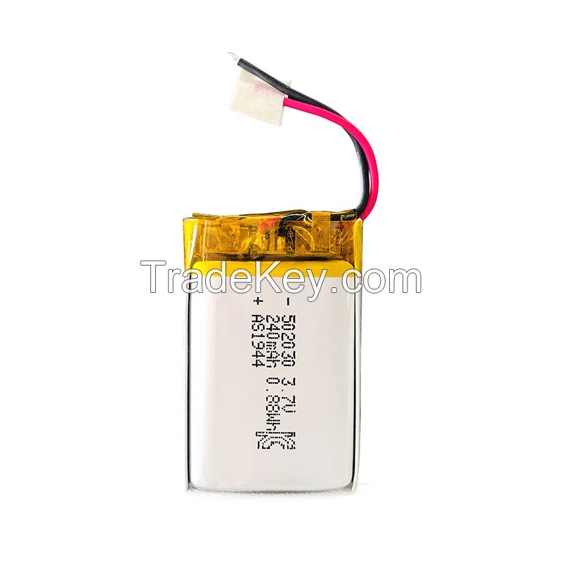 China Factory Supply Lithium ion battery 3.7v 240mAh 502030 Rechargeable Lipo battery with UL/CE/BIS/UN38.3 Certifications