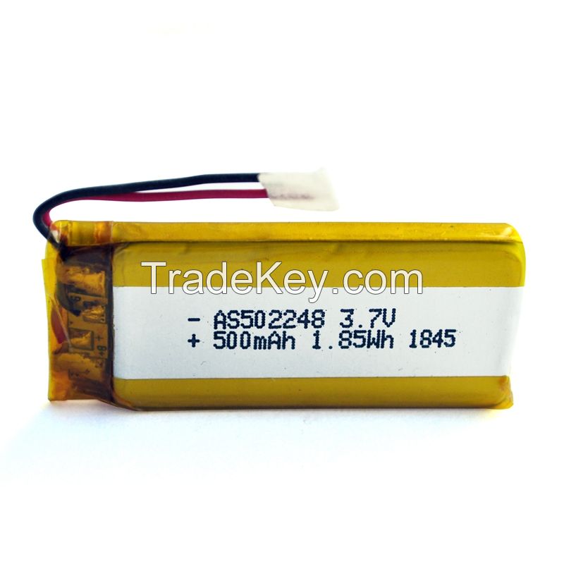 CB/CCC/KC/CE Certified Rechargeable 3.7v 500mAh Li polymer battery 502248 Lithium battery for IoT System
