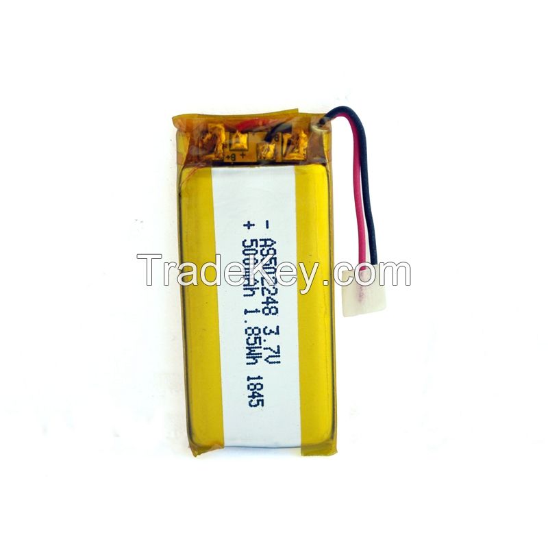 CB/CCC/KC/CE Certified Rechargeable 3.7v 500mAh Li polymer battery 502248 Lithium battery for IoT System