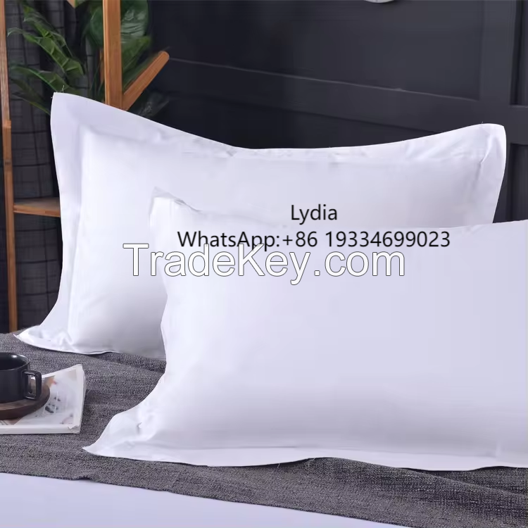 High-end bleached queen size bed sheet pillowcase hotel white pure cotton organic cotton single bed fitted sheet