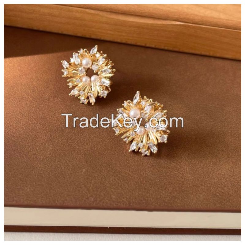 pearl zircon earrings