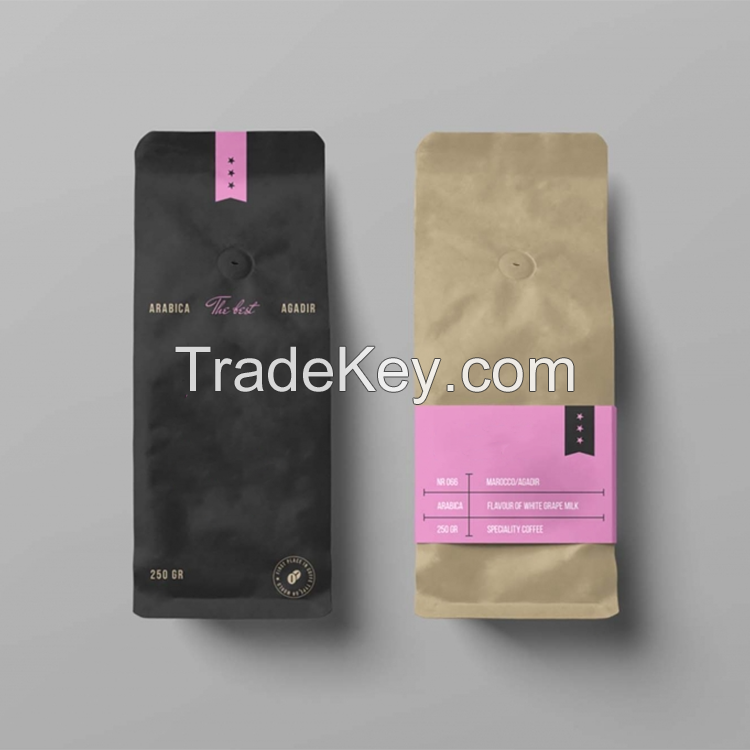 Share to  Custom Resealable 1kg 500g 250g Matt flat bottom bags coffee pouch packaging pack pouch coffee stand up pouch with zipper valve