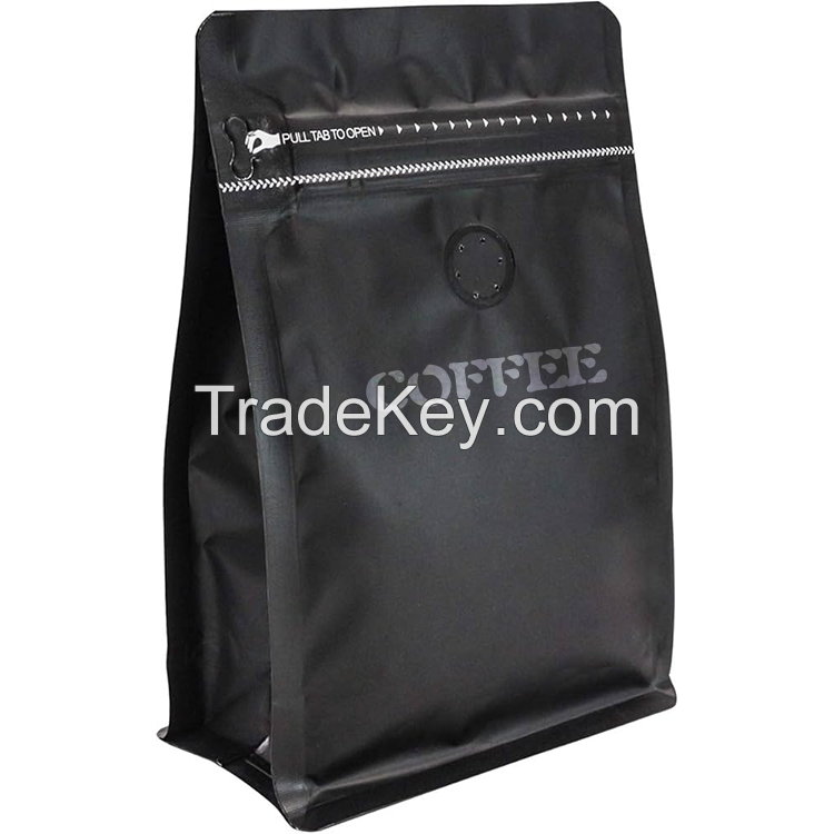 Share to  Custom Resealable 1kg 500g 250g Matt flat bottom bags coffee pouch packaging pack pouch coffee stand up pouch with zipper valve