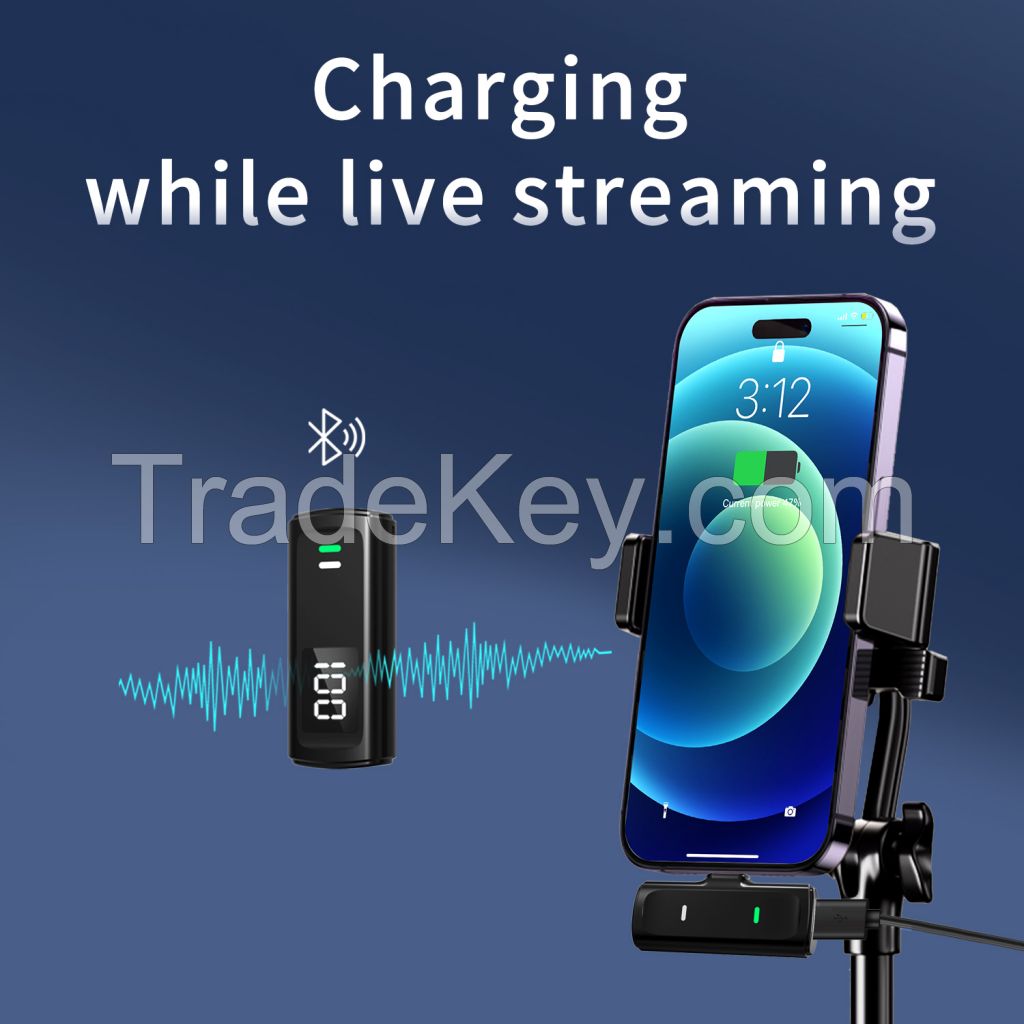 Wireless Lapel Microphones Recording Videos Vlog Broadcasting Noise Cancelling