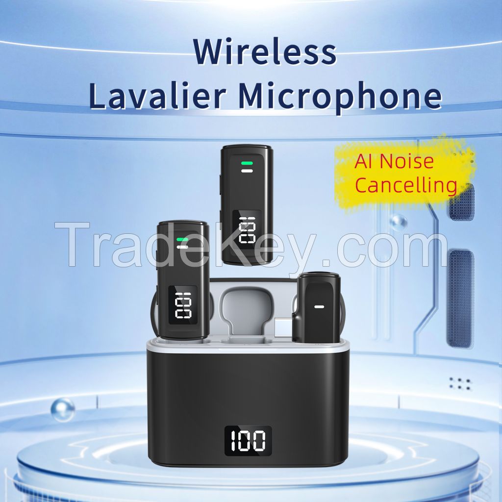 Wireless Lapel Microphones Recording Videos Vlog Broadcasting Noise Cancelling