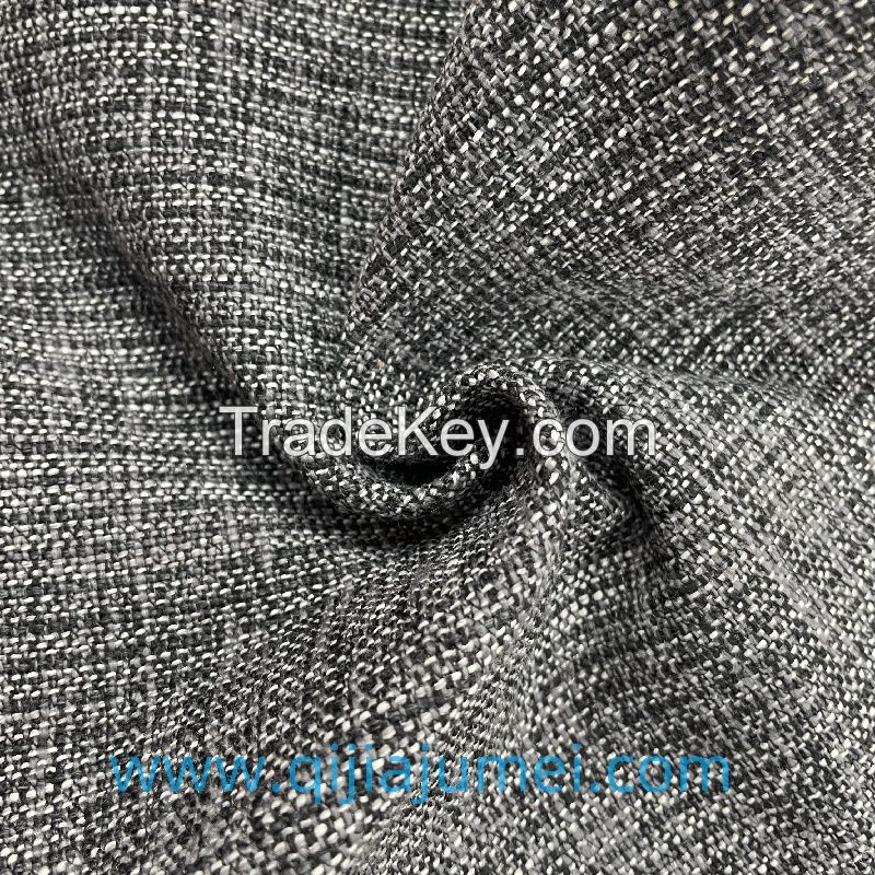 430GSM Polyester linen like plain yarn dyed sofa fabric