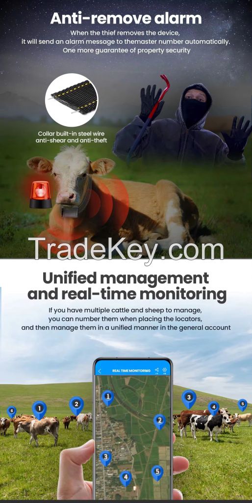 2G GPS Tracker For Cow Cattle Sheep Dog Cat Pet Animal Long Standby Time GPS Tracking Precise GPS + LBS + WiFi Positioning