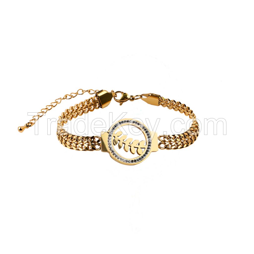 18K Gold Stainless Steel Bracelets Fashion Waterproof Jewelry For Women Wholesale