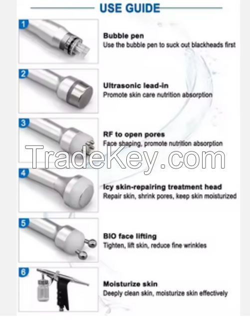 6 in 1 Small Bubble Vertical Hydra Dermabrasion Oxygen Facial Rejuvenation Machines 6 Heads Ultra Micro Bubble Cleaner Sink Peel