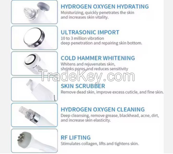 6 in 1 Aqua Hydra Peeling Dermabrasion H2o2 Small Bubble Facial Care Hydro Facial Cleaning Machine