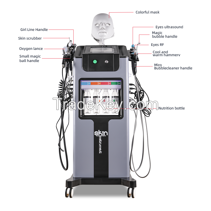 11 in 1 Skin Management Instrument Hydro Dermabrasion Oxygen Facial Cleaning Skin Care Machine