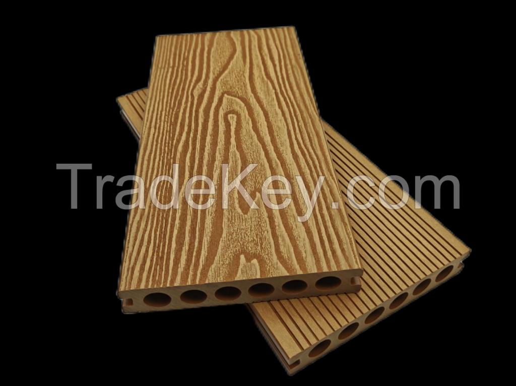 Easy-Install WPC Decking Anti-UV 3D-Embossed Wood Grain WPC Floor