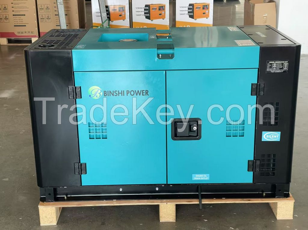 binshi power 12kva 15kva super silent diesel power 2 cylinders air cooled power genset 