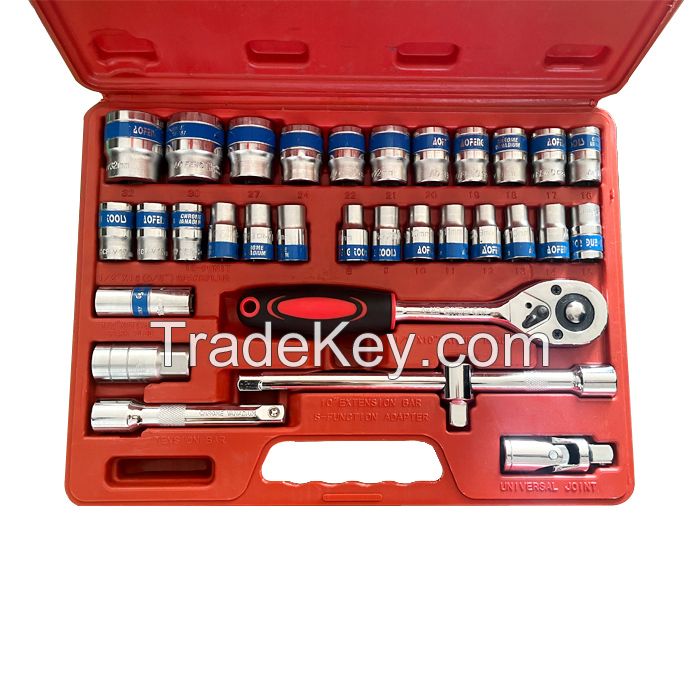 1/2" drive Socket Set Professional Socket Wrench Set Mechanic's Tool With Plastic Box