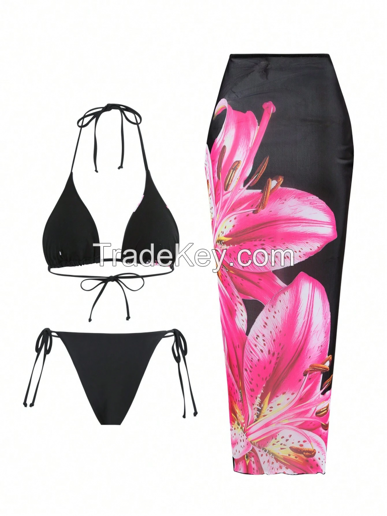 Top Swimsuits Fashion Sexy Women Two Piece Swimsuit Bikini Set Swimwear for 2025 Girls Customized OEM Service Bikinis Print 188g