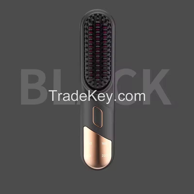 Wireless Hair Straightener Brush Ceramic Heating Fast Heating Compact Portable Styling Tool for Straight and Curly Hair Comb