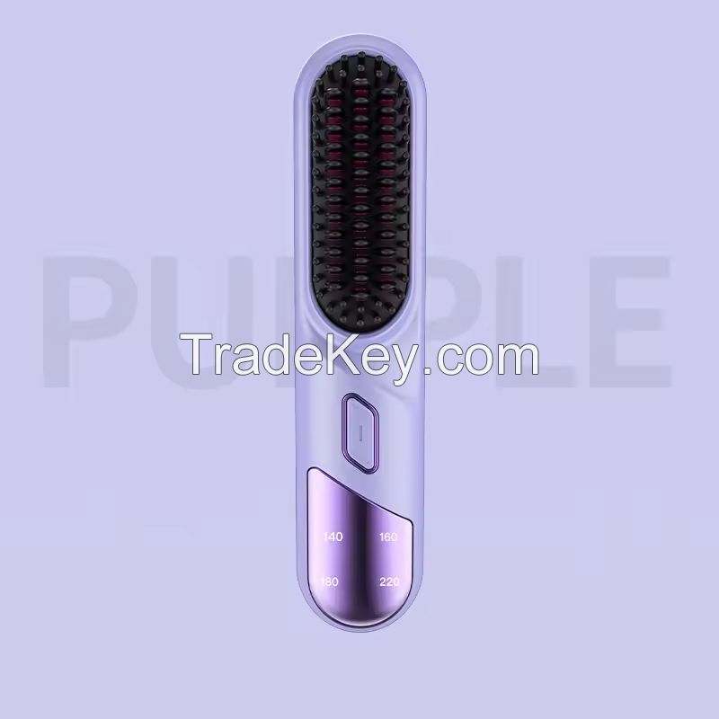 Wireless Hair Straightener Brush Ceramic Heating Fast Heating Compact Portable Styling Tool for Straight and Curly Hair Comb