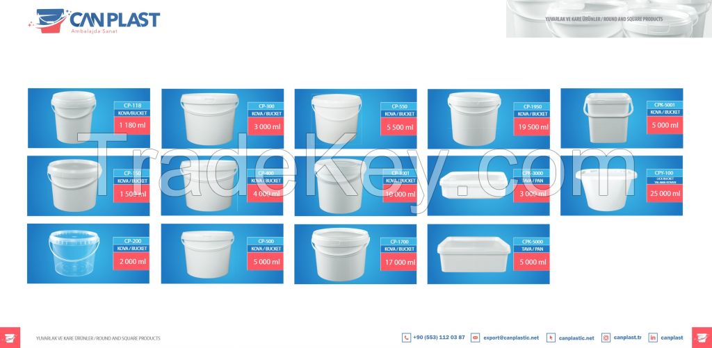 Round And Square Plastic Buckets