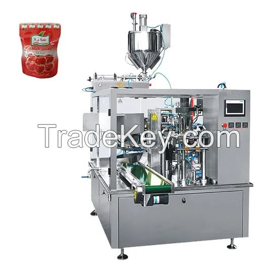 Premade Pouch High Speed Automatic Peanut Butter Packing Machine Rotary Doypack Filling