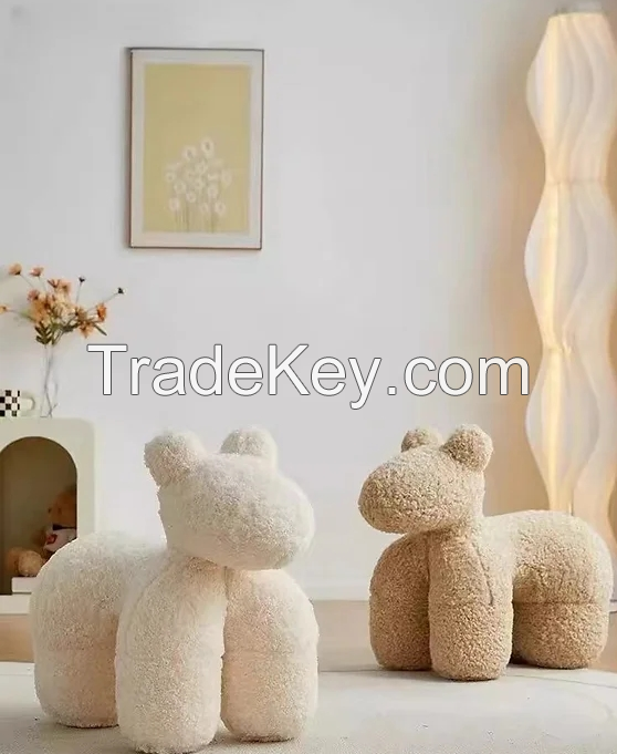 Cute simple woolen fabric Pony children's chair creative design animal chair  