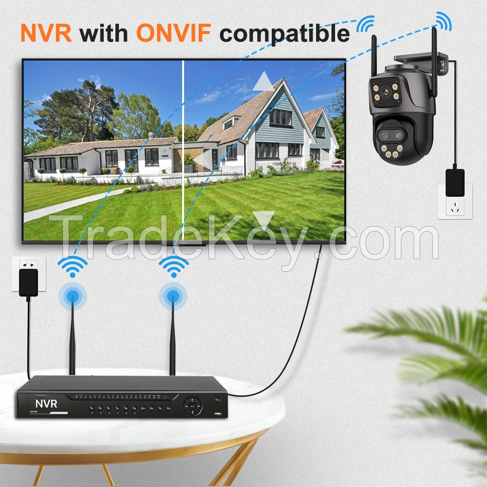 IP Camera 6K 9MP HD WiFi Outdoor Camera 8x Zoom Three Lens Dual Screen Home Security PTZ Camera 6MP Video Surveillance 