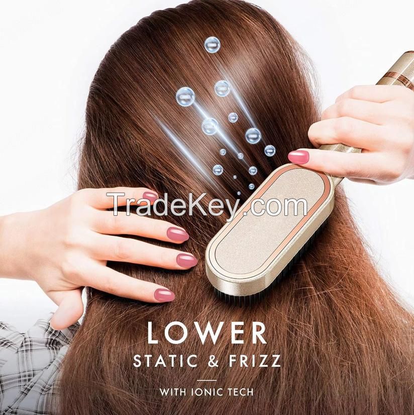 Ionic electric heating hair comb Straight hair care 2-in-1 hair dryer OEM in China