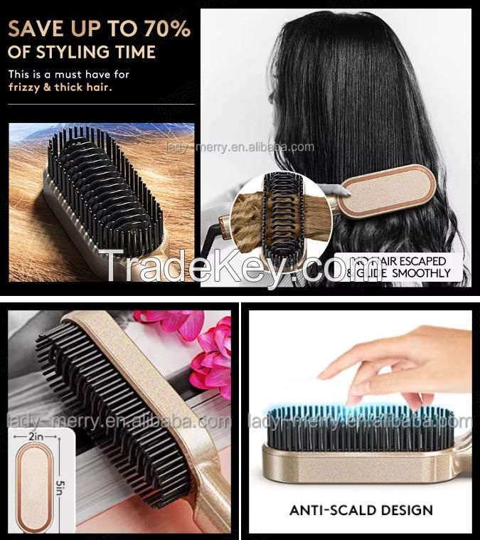Ionic electric heating hair comb Straight hair care 2-in-1 hair dryer OEM in China
