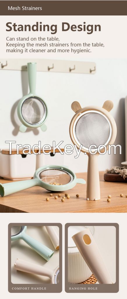 Mesh Strainers cartoon two hangers juice filter Stainless Steel