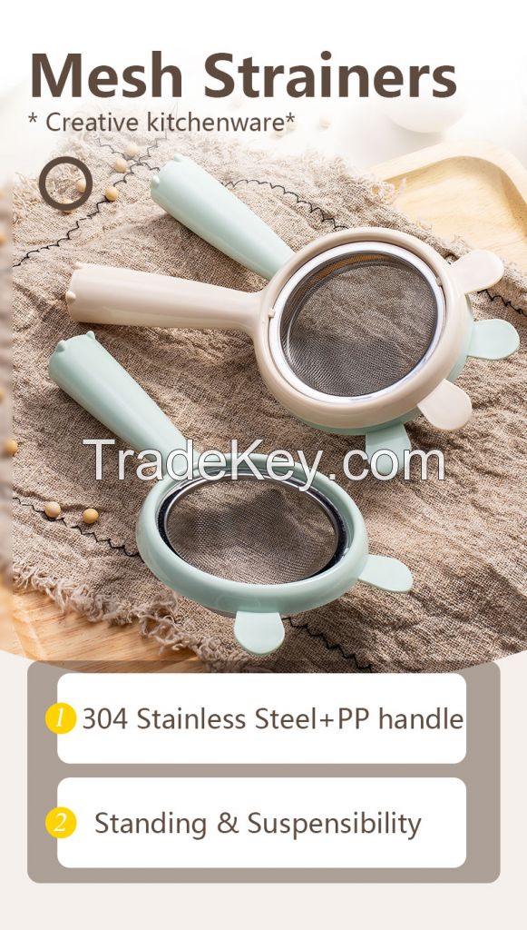 Mesh Strainers cartoon two hangers juice filter Stainless Steel