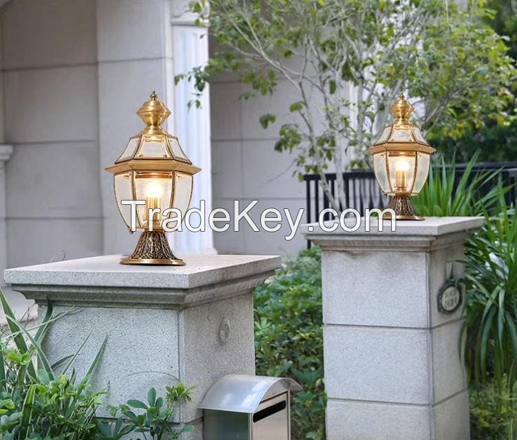 Transparent Frosted Cover Copper Material IP65 LED Different Dimension Pillar Light