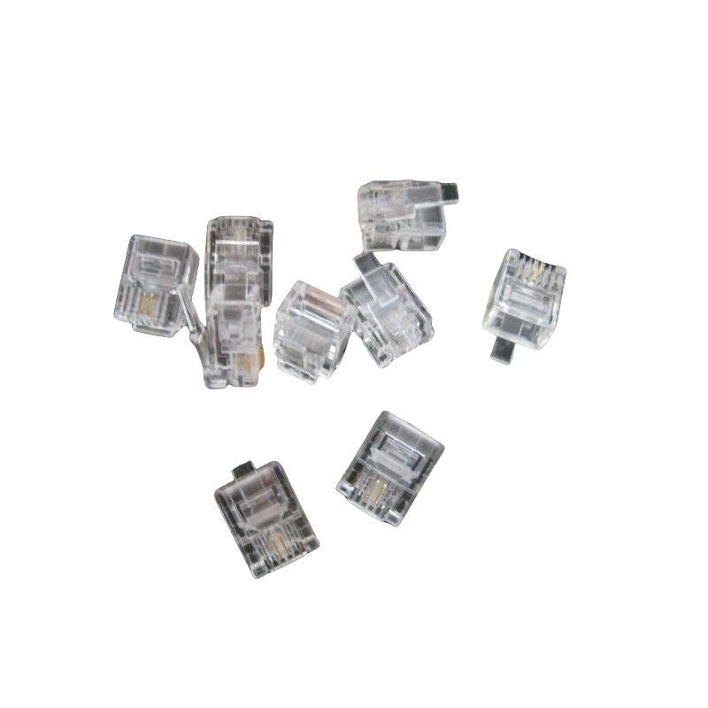 B11044 RJ11 Telephone Crystal Head, 6P2C Gold-Plated Telephone Crystal Head, 2-Core Telephone Line Crystal Head