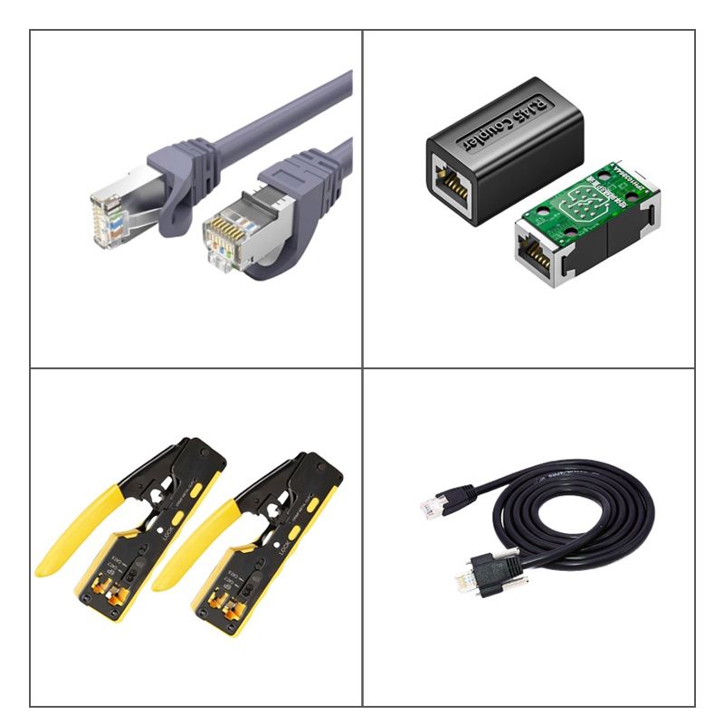 B11041 Cat5e Shielded RJ45 Crystal Head with 8P8C Iron Shell Network Cable Connector, Gold-Plated 100Mbps Crystal Head