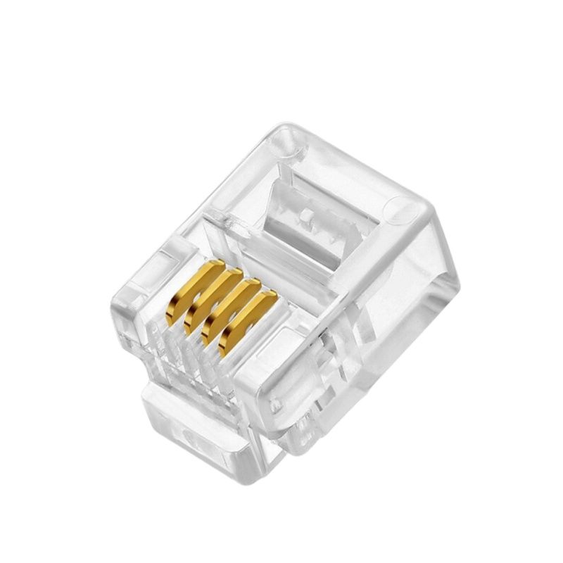 B11045 Telephone Crystal Head, 6P4C Gold-Plated Telephone Crystal Head, 4-Core RJ11 Telephone Voice Crystal Head