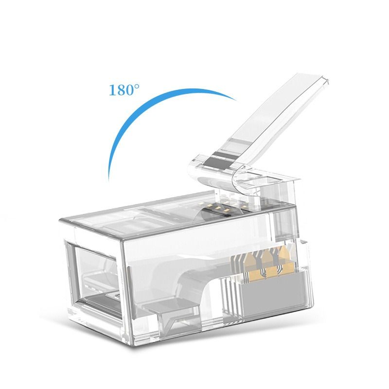 B11045 Telephone Crystal Head, 6P4C Gold-Plated Telephone Crystal Head, 4-Core RJ11 Telephone Voice Crystal Head