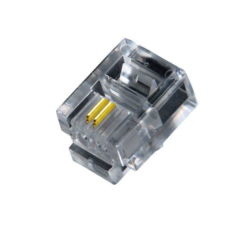 B11044 RJ11 Telephone Crystal Head, 6P2C Gold-Plated Telephone Crystal Head, 2-Core Telephone Line Crystal Head