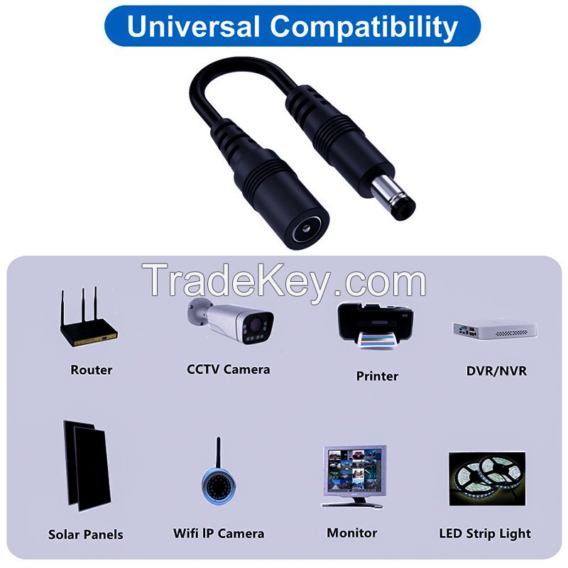 22AWG DC5521 Power Extension Cable, DC5.5x2.1mm Male-Female Power Cable for LED Lights, Security Monitoring Cameras