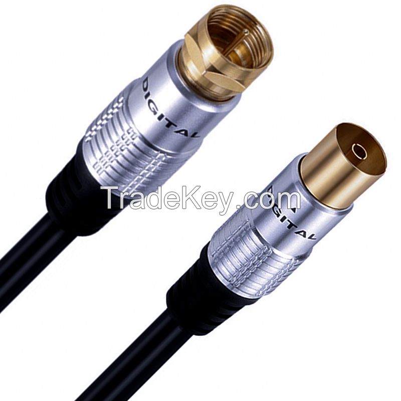 F Male to TV 9.5 Female Closed Circuit Cable for Cable TV, F-Type RF Cable, Signal TV Cable for High-Definition Video Set-Top Box 