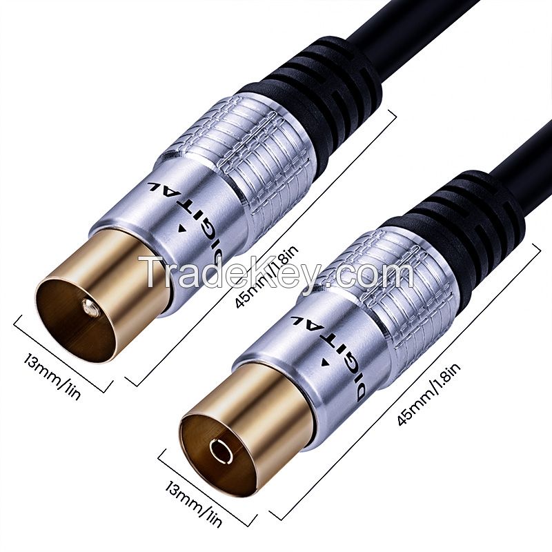 F Male to TV 9.5 Female Closed Circuit Cable for Cable TV, F-Type RF Cable, Signal TV Cable for High-Definition Video Set-Top Box 